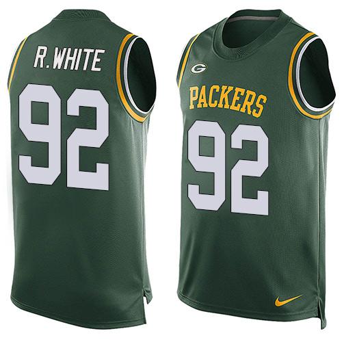  Packers #92 Reggie White Green Team Color Men's Stitched NFL Limited Tank Top Jersey